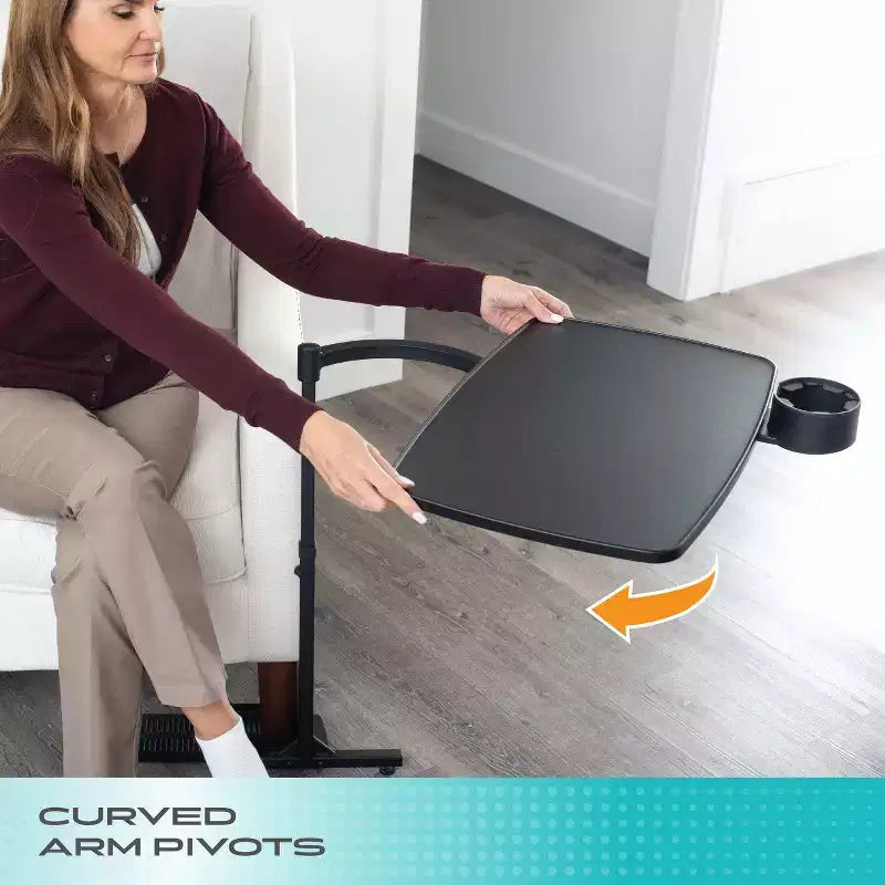 Stander Wonder Tray, Adjustable Swivel TV Tray & Laptop Desk with Cupholder & Laptop Wedges, XL, Black