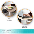 Stander Wonder Tray, Adjustable Swivel TV Tray & Laptop Desk with Cupholder & Laptop Wedges, XL, Black