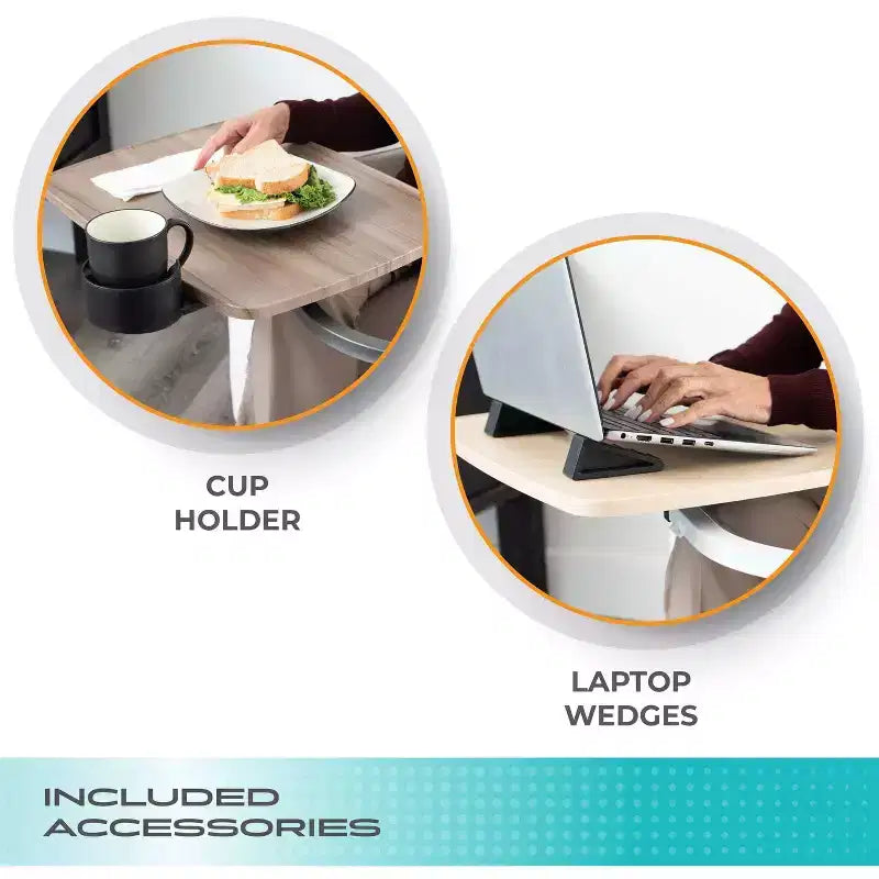 Stander Wonder Tray, Adjustable Swivel TV Tray & Laptop Desk with Cupholder & Laptop Wedges, XL, Black
