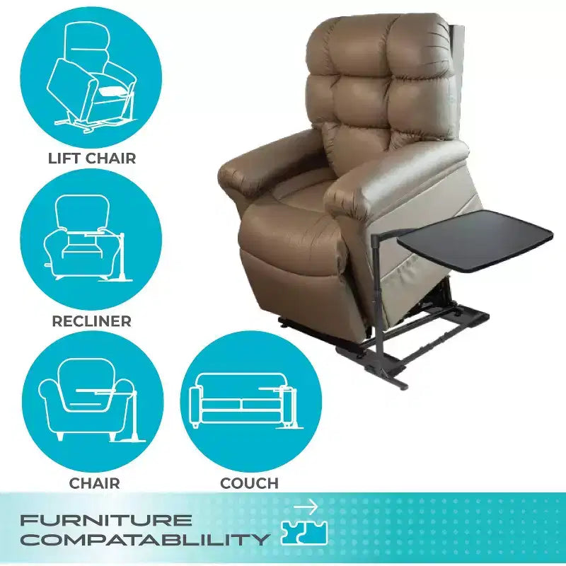 Stander Wonder Tray, Adjustable Swivel TV Tray & Laptop Desk with Cupholder & Laptop Wedges, XL, Black