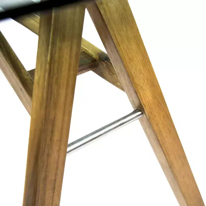 Scrivania in legno di acacia con piano in vetro GDFStudio Aviary Mid-Century Modern, naturale/verde