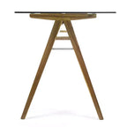 Scrivania in legno di acacia con piano in vetro GDFStudio Aviary Mid-Century Modern, naturale/verde