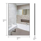 36x24 Modern Black Bathroom Mirror: Aluminum Frame, Vertical/Horizontal, Decorative