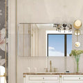36x30 Glossy Brushed Silver Rectangular Mirror: Rounded Corners, Metal Frame, Wall Mount, Home Decor