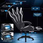 Sedia da gaming massaggiante extra large Hoffree Sedia da ufficio ergonomica per PC con poggiapiedi e regolabile