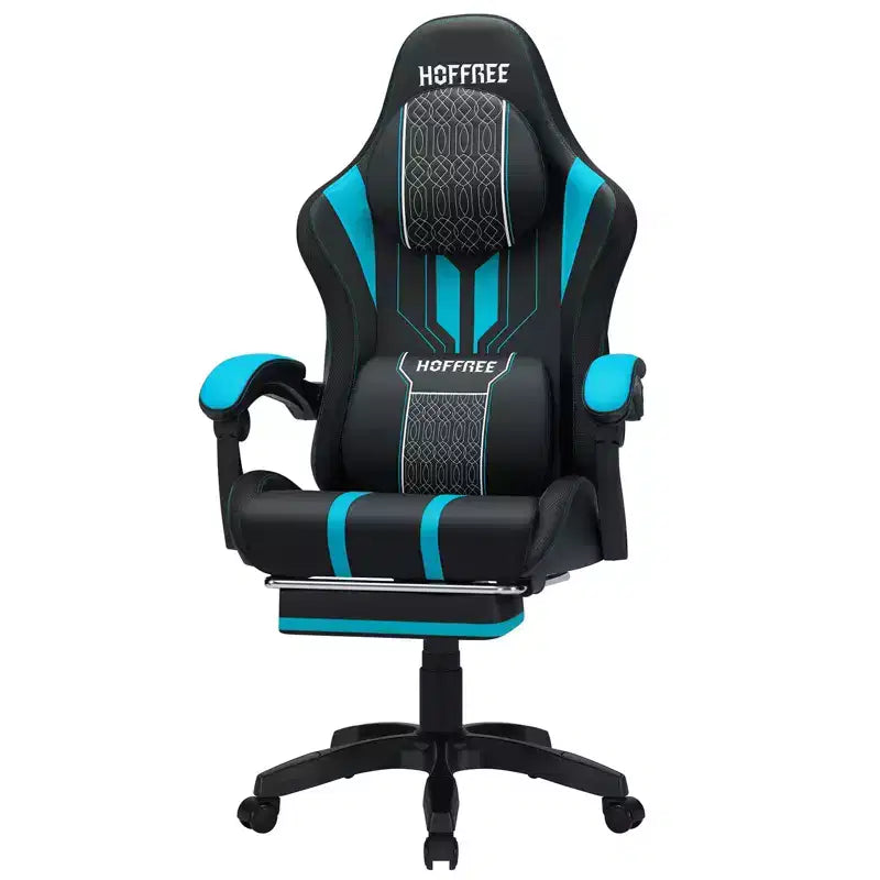 Sedia da gaming massaggiante extra large Hoffree Sedia da ufficio ergonomica per PC con poggiapiedi e regolabile