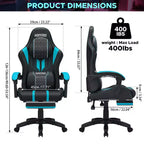 Sedia da gaming massaggiante extra large Hoffree Sedia da ufficio ergonomica per PC con poggiapiedi e regolabile