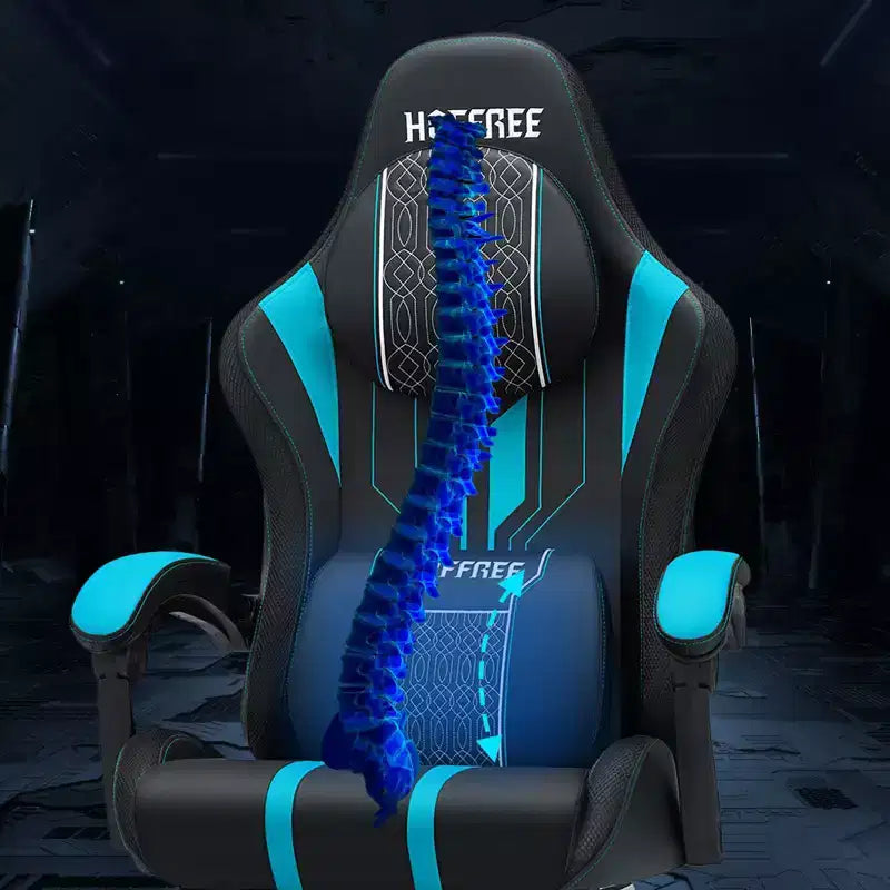 Sedia da gaming massaggiante extra large Hoffree Sedia da ufficio ergonomica per PC con poggiapiedi e regolabile