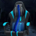 Sedia da gaming massaggiante extra large Hoffree Sedia da ufficio ergonomica per PC con poggiapiedi e regolabile