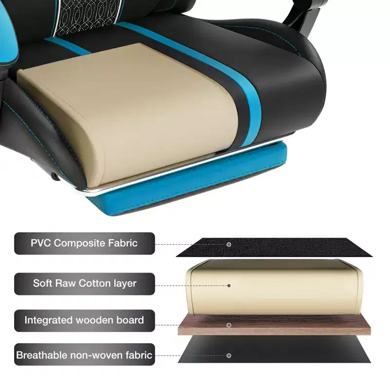 Sedia da gaming massaggiante extra large Hoffree Sedia da ufficio ergonomica per PC con poggiapiedi e regolabile
