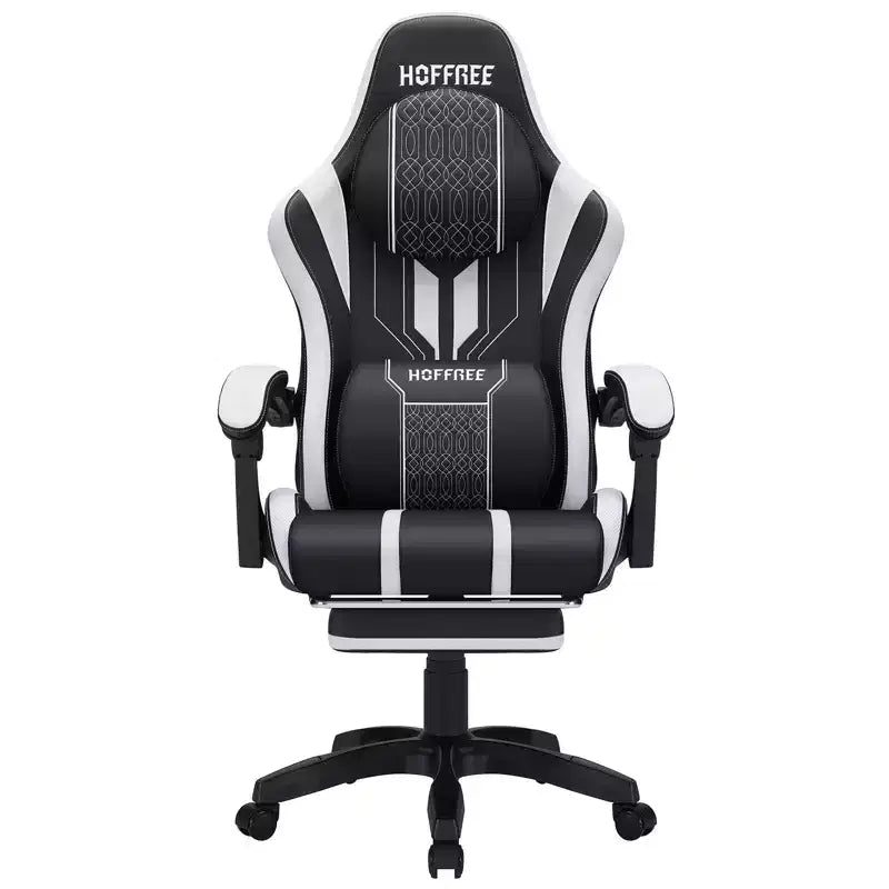 Sedia da gaming massaggiante extra large Hoffree Sedia da ufficio ergonomica per PC con poggiapiedi e regolabile
