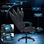 Sedia da gaming massaggiante extra large Hoffree Sedia da ufficio ergonomica per PC con poggiapiedi e regolabile