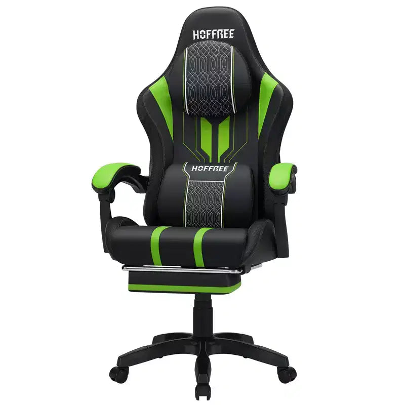 Sedia da gaming massaggiante extra large Hoffree Sedia da ufficio ergonomica per PC con poggiapiedi e regolabile
