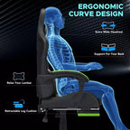 Sedia da gaming massaggiante extra large Hoffree Sedia da ufficio ergonomica per PC con poggiapiedi e regolabile
