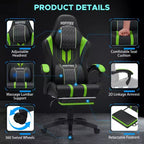 Sedia da gaming massaggiante extra large Hoffree Sedia da ufficio ergonomica per PC con poggiapiedi e regolabile