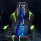 Sedia da gaming massaggiante extra large Hoffree Sedia da ufficio ergonomica per PC con poggiapiedi e regolabile