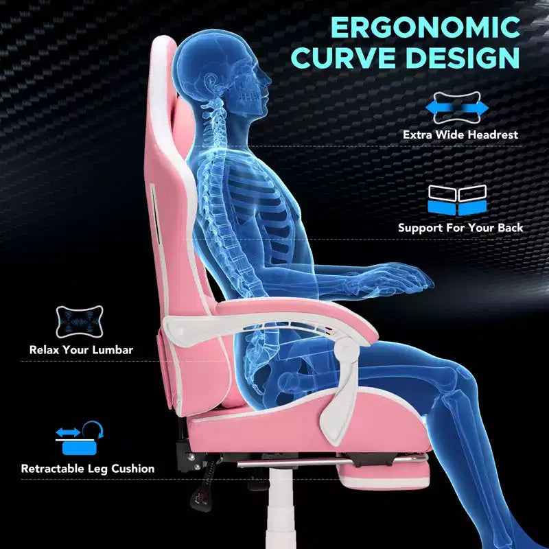 Sedia da gaming massaggiante extra large Hoffree Sedia da ufficio ergonomica per PC con poggiapiedi e regolabile