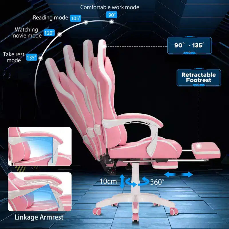 Sedia da gaming massaggiante extra large Hoffree Sedia da ufficio ergonomica per PC con poggiapiedi e regolabile