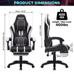 Sedia da gaming massaggiante extra large Hoffree Sedia da ufficio ergonomica per PC con poggiapiedi e regolabile