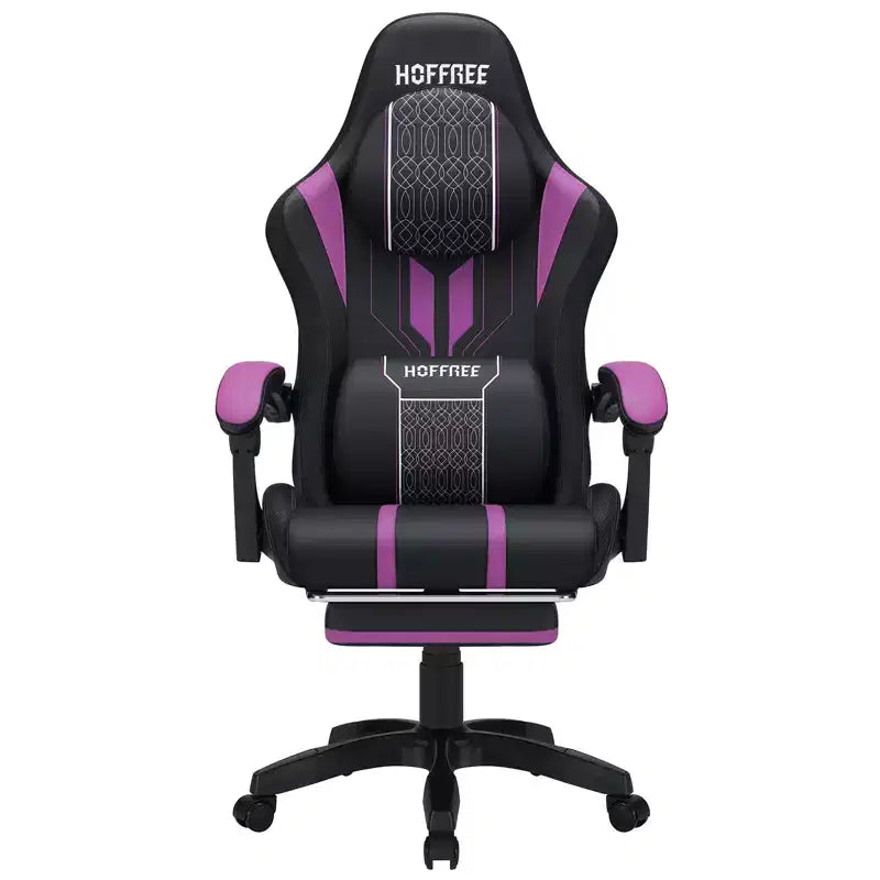 Sedia da gaming massaggiante extra large Hoffree Sedia da ufficio ergonomica per PC con poggiapiedi e regolabile