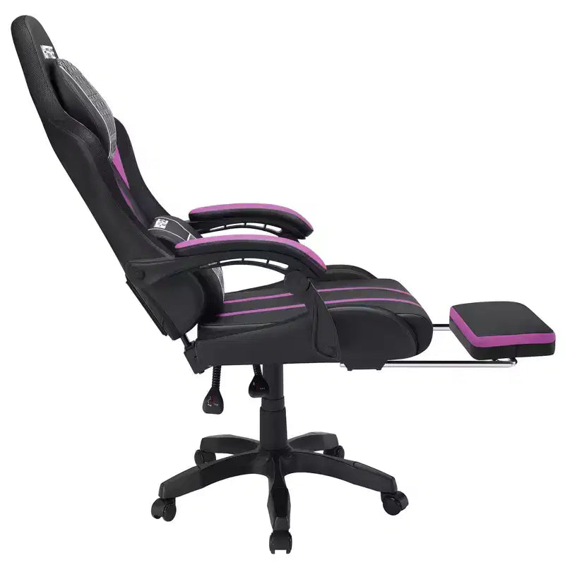 Sedia da gaming massaggiante extra large Hoffree Sedia da ufficio ergonomica per PC con poggiapiedi e regolabile
