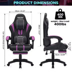 Sedia da gaming massaggiante extra large Hoffree Sedia da ufficio ergonomica per PC con poggiapiedi e regolabile