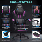 Sedia da gaming massaggiante extra large Hoffree Sedia da ufficio ergonomica per PC con poggiapiedi e regolabile