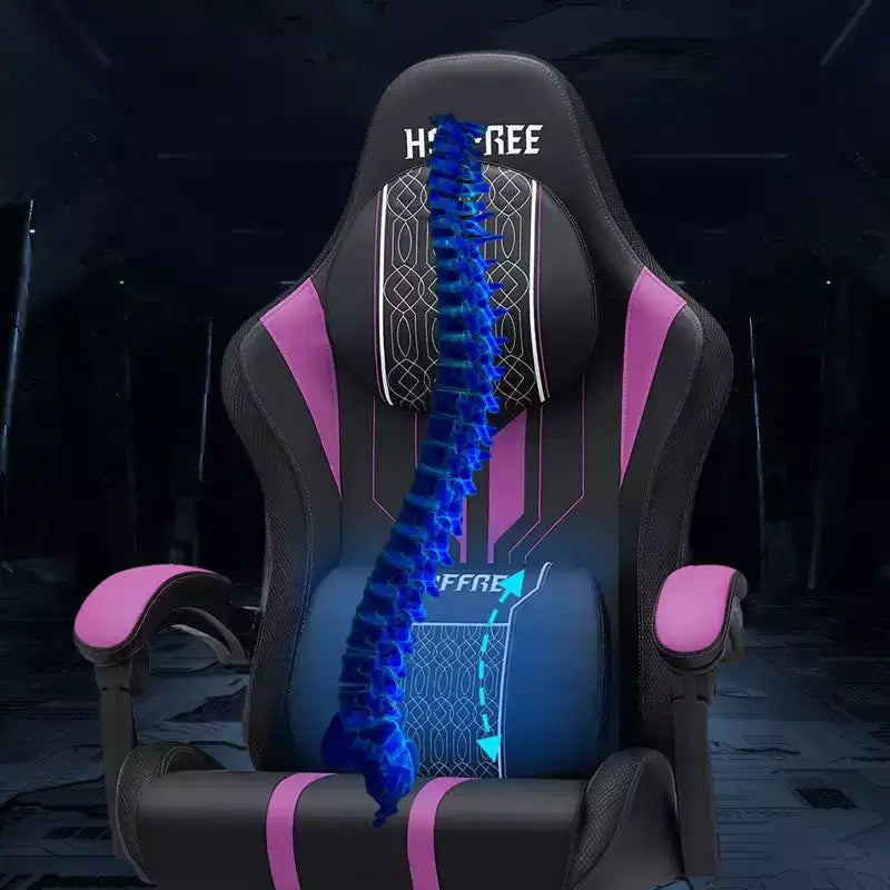 Sedia da gaming massaggiante extra large Hoffree Sedia da ufficio ergonomica per PC con poggiapiedi e regolabile