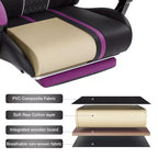 Sedia da gaming massaggiante extra large Hoffree Sedia da ufficio ergonomica per PC con poggiapiedi e regolabile