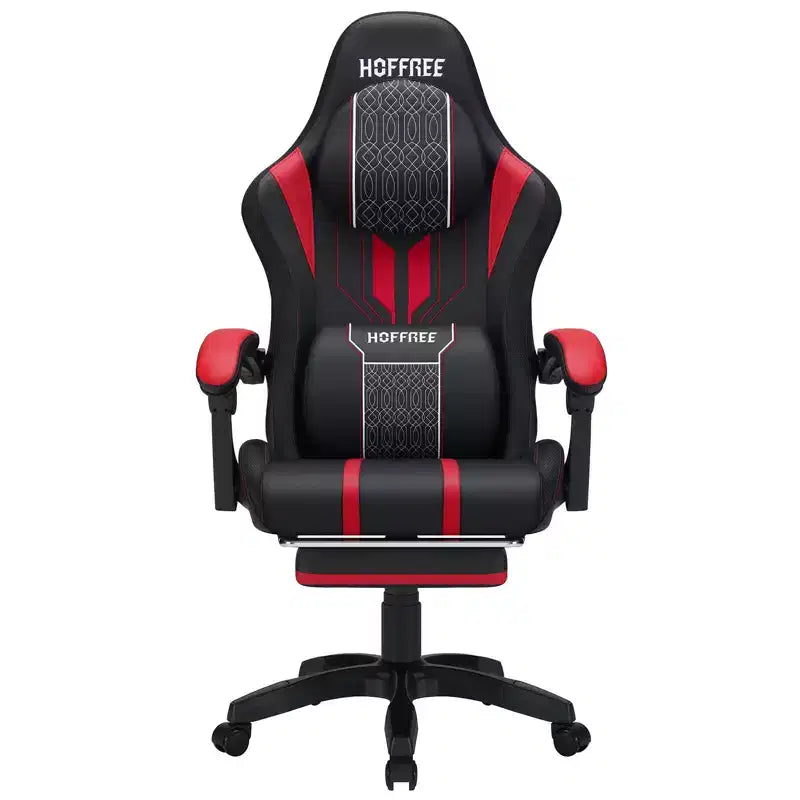 Sedia da gaming massaggiante extra large Hoffree Sedia da ufficio ergonomica per PC con poggiapiedi e regolabile