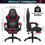 Sedia da gaming massaggiante extra large Hoffree Sedia da ufficio ergonomica per PC con poggiapiedi e regolabile