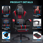 Sedia da gaming massaggiante extra large Hoffree Sedia da ufficio ergonomica per PC con poggiapiedi e regolabile