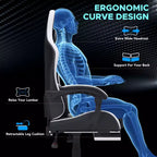 Sedia da gaming massaggiante extra large Hoffree Sedia da ufficio ergonomica per PC con poggiapiedi e regolabile