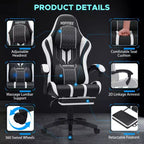 Sedia da gaming massaggiante extra large Hoffree Sedia da ufficio ergonomica per PC con poggiapiedi e regolabile