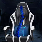 Sedia da gaming massaggiante extra large Hoffree Sedia da ufficio ergonomica per PC con poggiapiedi e regolabile