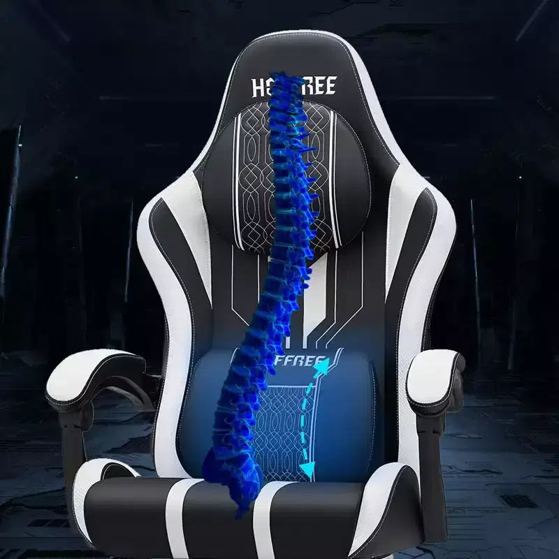Sedia da gaming massaggiante extra large Hoffree Sedia da ufficio ergonomica per PC con poggiapiedi e regolabile