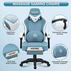 Sedia da gaming massaggiante in pelle Hoffree, ergonomica da ufficio per PC con altoparlante Bluetooth e poggiapiedi