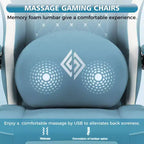 Sedia da gaming massaggiante in pelle Hoffree, ergonomica da ufficio per PC con altoparlante Bluetooth e poggiapiedi