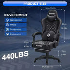 Sedia da gaming massaggiante in pelle Hoffree, ergonomica da ufficio per PC con altoparlante Bluetooth e poggiapiedi