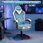 Sedia da gaming massaggiante in pelle Hoffree, ergonomica da ufficio per PC con altoparlante Bluetooth e poggiapiedi