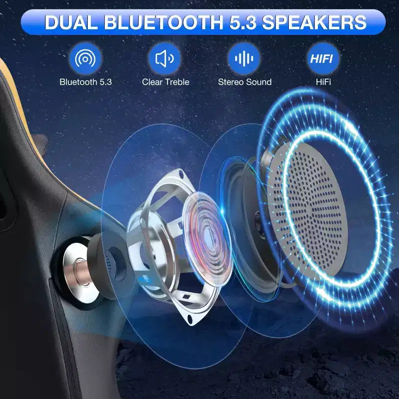 Sedia da gaming massaggiante in pelle Hoffree, ergonomica da ufficio per PC con altoparlante Bluetooth e poggiapiedi