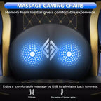 Sedia da gaming massaggiante in pelle Hoffree, ergonomica da ufficio per PC con altoparlante Bluetooth e poggiapiedi