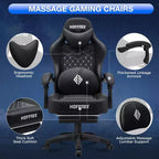 Sedia da gaming massaggiante in pelle Hoffree, ergonomica da ufficio per PC con altoparlante Bluetooth e poggiapiedi