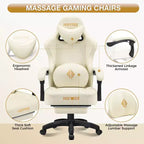 Sedia da gaming massaggiante in pelle Hoffree, ergonomica da ufficio per PC con altoparlante Bluetooth e poggiapiedi