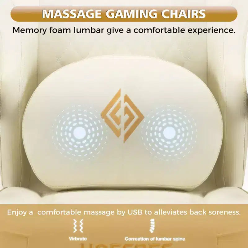 Sedia da gaming massaggiante in pelle Hoffree, ergonomica da ufficio per PC con altoparlante Bluetooth e poggiapiedi
