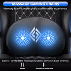 Sedia da gaming massaggiante in pelle Hoffree, ergonomica da ufficio per PC con altoparlante Bluetooth e poggiapiedi
