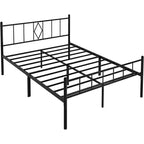 Base per letto a piattaforma in metallo classica a grandezza naturale alta 35,56 cm con testiera/pediera in ferro battuto/spazio di archiviazione sotto il letto