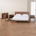 Set camera da letto Baxton Studio Alyssa in legno marrone noce stile Japandi, 4 pezzi