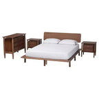 Set camera da letto Baxton Studio Alyssa in legno marrone noce stile Japandi, 4 pezzi
