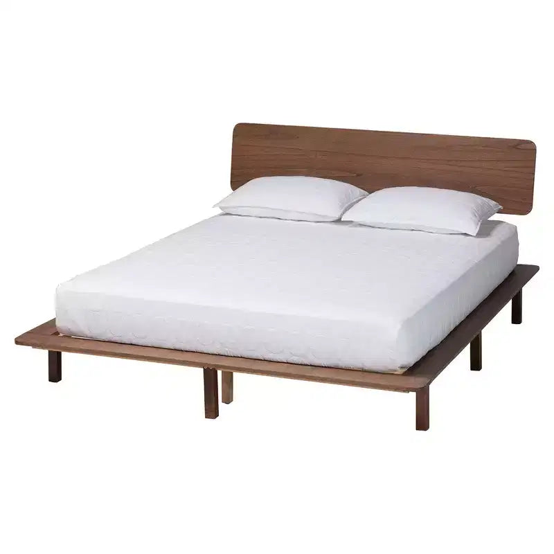 Set camera da letto Baxton Studio Alyssa in legno marrone noce stile Japandi, 4 pezzi